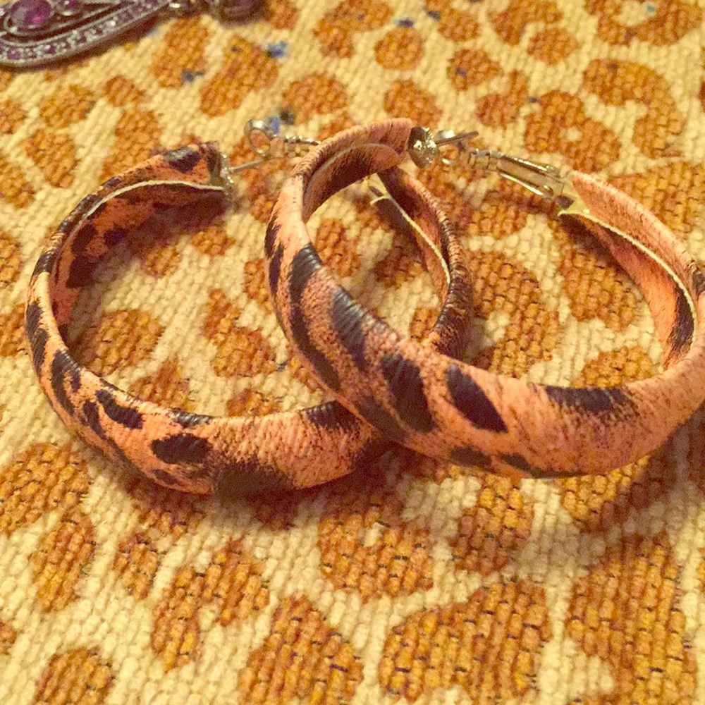 Leopard print hoops